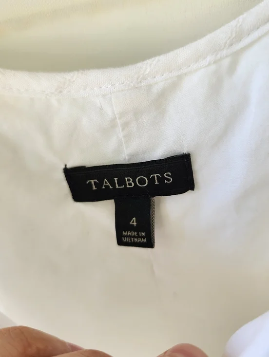Talbots White Sleeveless Sun Dress with Waist Tie - Picture 6 of 10